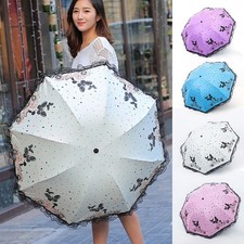 Ladies Lace Umbrella Rain Sun