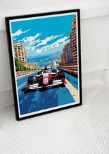 ART DECO F1 MONACO POSTER CAR