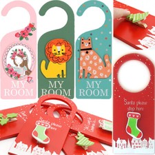 KIDS DOOR KNOB HANGER Wooden Hanging Plaque Sign Bedroom Birthday Christmas Gift