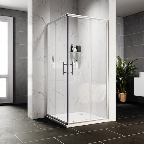 Square corner entry shower - square,