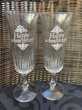 Vintage Happy Anniversary Glasses Celebration Party  Romantic Pair Set Gift