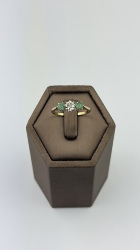 Emerald and diamond 9ct - and,