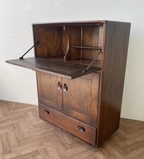 Ercol Windsor 469 Vintage Elm Writing Bureau Desk Drinks Cabinet FREE DELIVERY