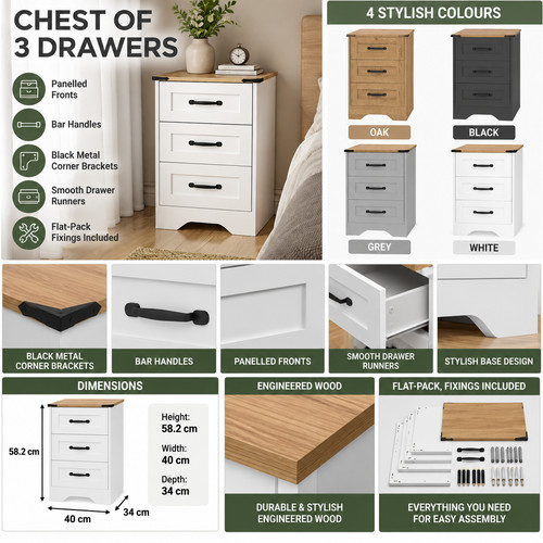 Bedside table drawer - table, chest