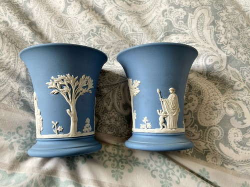 Pair wedgwood blue white - blue, &