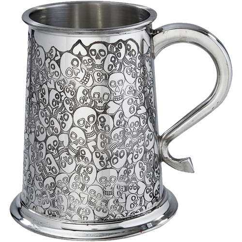 Pint pewter tankard skull - 1,