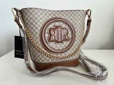 RIVER ISLAND tan monogram  crossbody   SHOULDER BAG new with tags