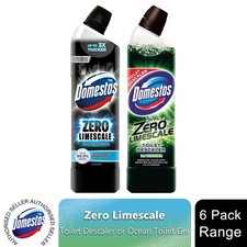 Domestos Zero Limescale Toilet Descaler or Ocean Toilet Gel 750ml, 6 Pack