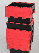 3 x Used Red/Black Removal Storage Crates Box Container 22L