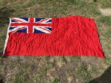 Vintage Red Ensign Historic British Maritime Flag . Sewn Union Jack 34 x 75 in