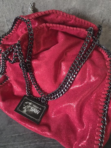 Vintage red metal chain strap - vintage,