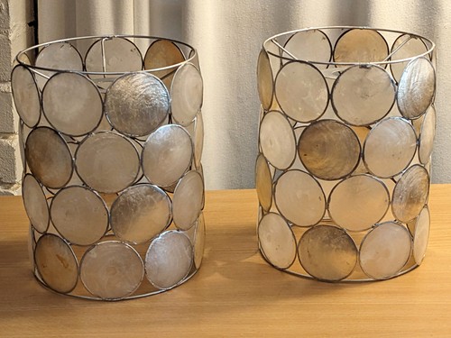Capiz shell lampshades pair