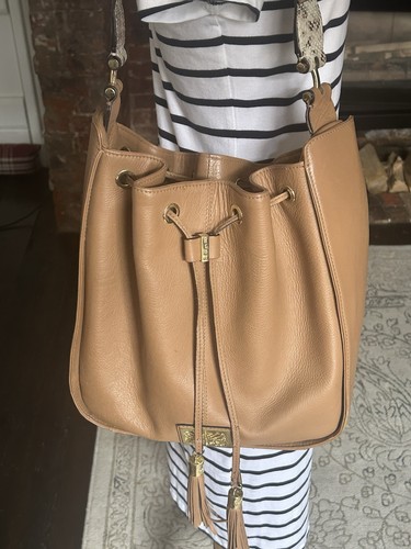 Biba tan leather drawstring - biba,