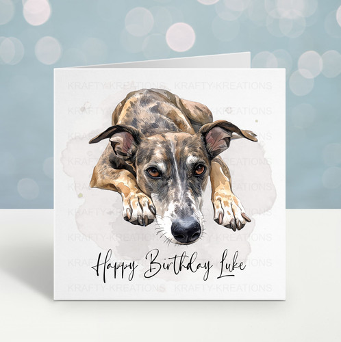 Greyhound dog birthday card - card,