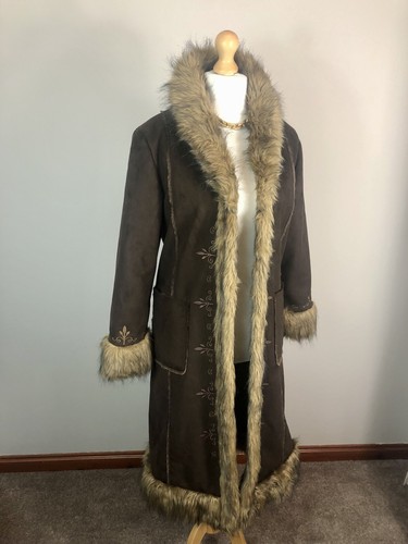 Brown embroidered faux - brown,