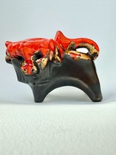 Vintage Pottery Eric Leaper Newlyn Pottery Large Drip Glaze Bison 1960s