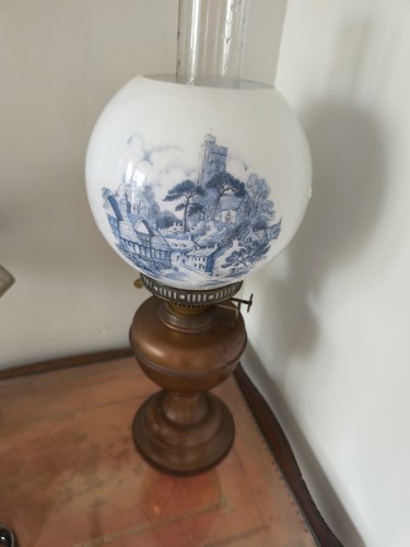 Vintage glass oil lamp - vintage,