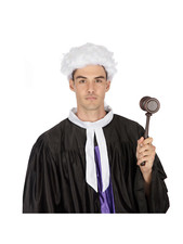 Judge Wig Barrister Lawyer Court Fancy Dress Costume White Mens Ladies Adults