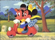 Postcard Walt Disney, Mickey Mouse, Minnie Mouse, Scooter - 4319119