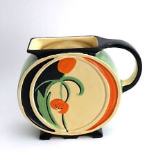 Myott English Art Deco Pitcher or Jug Hand Painted with Poppies Perfect Vase