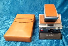 Polaroid SX-70 Brushed Aluminum + Leather Camera w/ Case - WORKS! NEAR MINT!