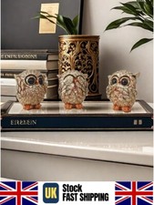 Gold Owl Figurine Set Three Wise Owls Resin Sculpture Home Decor Gift