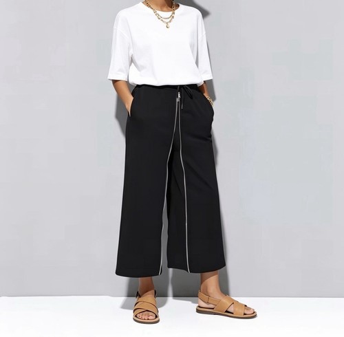 Way zipper wide leg pants - zipper,