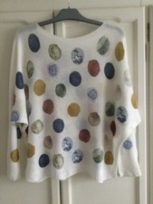 Womens Made in Italy white patterened batwing jumper