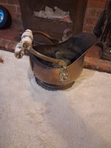 Vintage copper brass coal - brass,