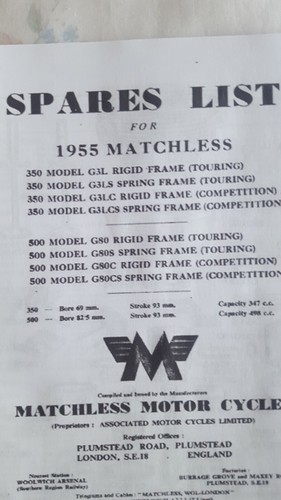 Matchless 1955 350cc - matchless, 500cc