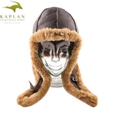 Vintage Men's Trapper Hat Cap Ski Russian Cossack Faux Fur Real Leather Winter