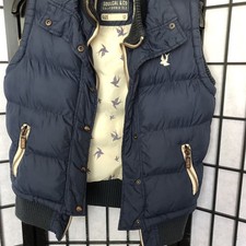 Soul Cal Women’s Size 12 Navy Gilet Hooded Padded Body Warmer With Pockets.   