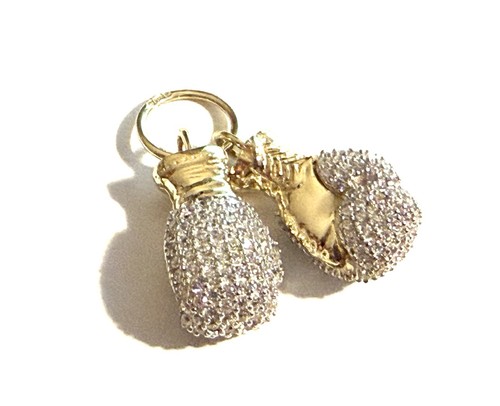 Gold boxing gloves 9ct - 9ct, yellow