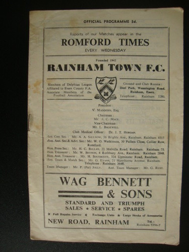 1960 rainham town v - 1960/1,