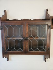 Wood Bros Old Charm Oak Wall Cabinet with Traditional Leaded Glass Display Unit