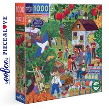 eeBoo FALL APPLE PICKING 1000 pc Square Jigsaw Puzzle Super Deluxe PZT382
