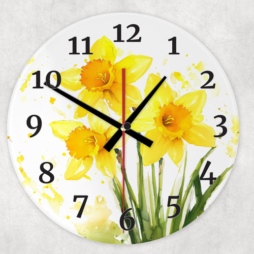 Daffodils wooden clock large - daffodils,
