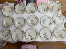 Limoges (18) Cream Scalloped Plates, Gold Edging & Wildflower Pattern 24 x 24cm