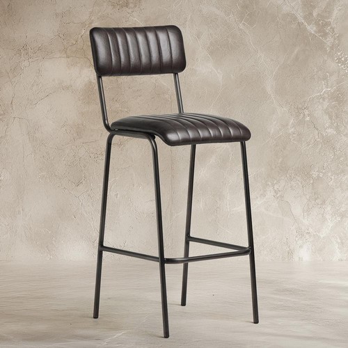 Grey real leather bar - real, stool