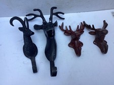 Vintage Cast Iron Stag Coat Hangers  Buck Deer Antler Bundle Of 4