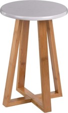 Premier Housewares Viborg Round Stool, Bamboo - Grey, 30x30x43 cm
