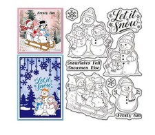 Christmas Clear Stamps Snowman Transparent Snowmen Stamp Sentiments Card Making 