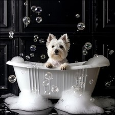 White westie dog bath - white,