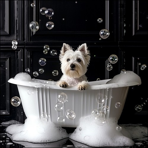 White westie dog bath - dog,