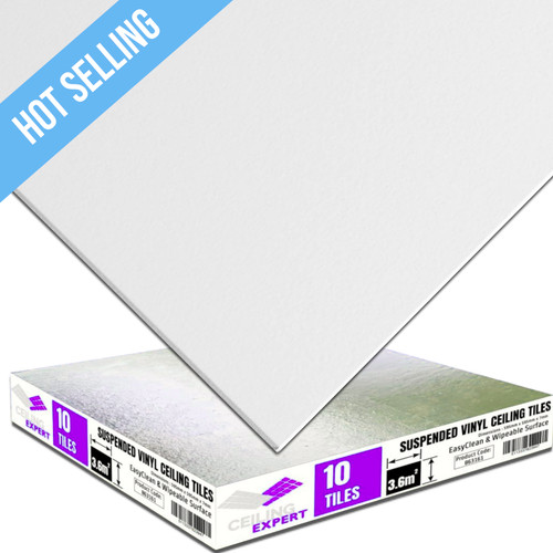 White suspended ceiling tiles - suspended,