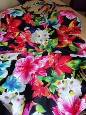 BHS Halter Neck Swimsuit With Cups And Tummy Panel. Multicolour Floral Print.