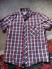 Nanny State Tartan Cotton Short Sleeved Men's Shirt Size Small