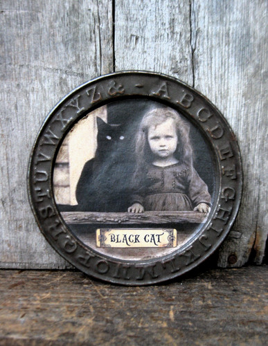 Antique tin abc - abc, plate