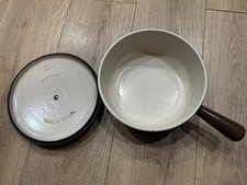 Vintage Cousances (Le Creuset Era) Cast Iron Saucepan 22 Brown Hollow Handles 