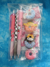 Sanrio Hello Kitty Characters Themed Staionary Bundle 4 Erasers & 3 Gel Ink Pens